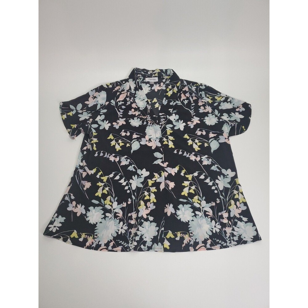 Calvin Klein Women's Floral Scrub Blouse, XL - Picture 1 of 6